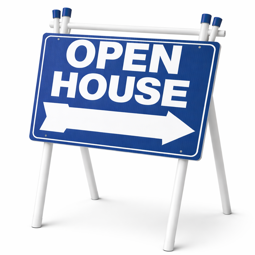24x18" Blue - Rectangle A-Frame - Open House w/ Blank Arrow