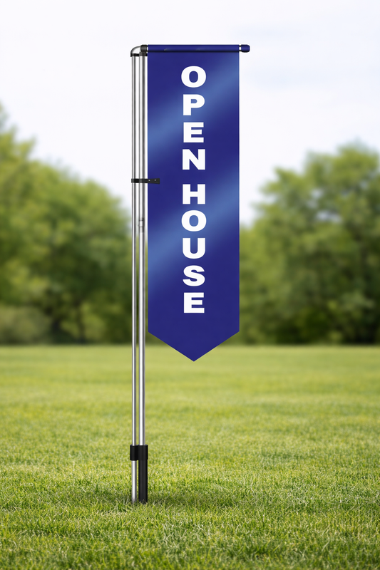 67" Open House - Blue Banner w/ Stake