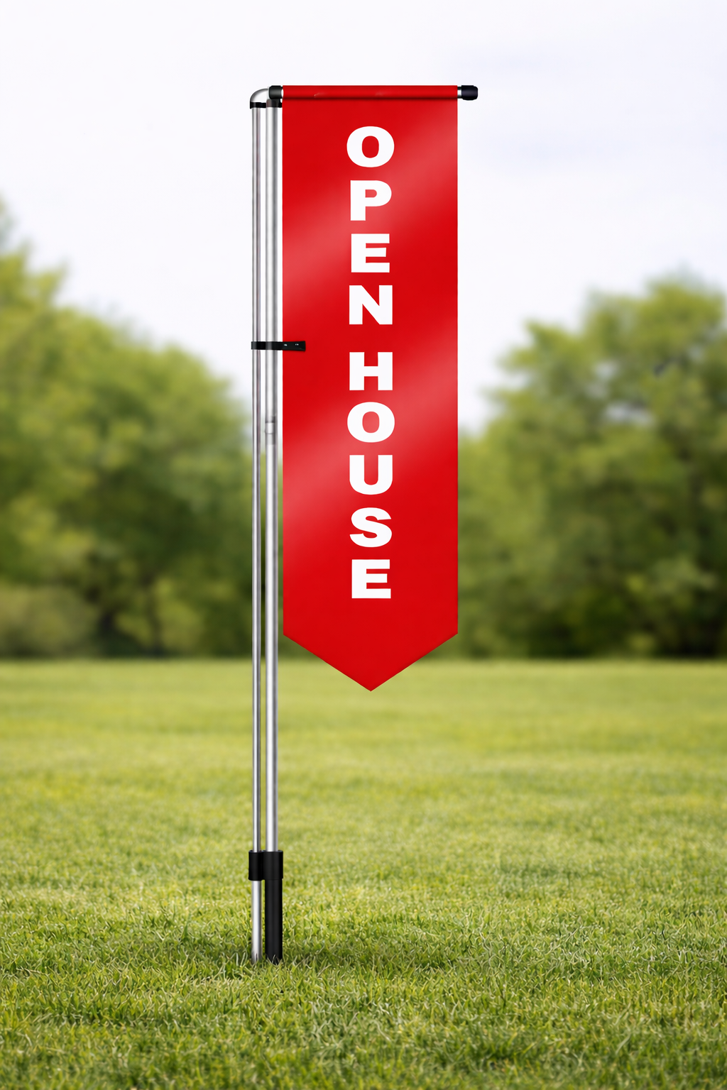 67" Open House - Red Banner w/ Stake