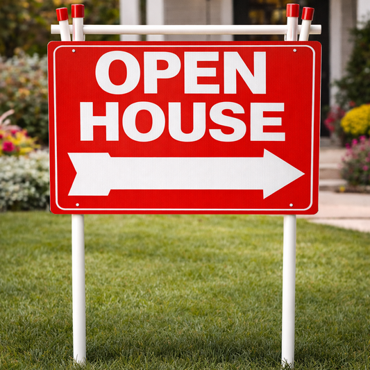 24x18" Red - Rectangle A-Frame - Open House w/ Blank Arrow