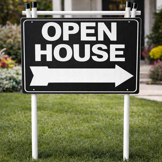 24x18" Black - Rectangle A-Frame- Open House w/ Blank Arrow