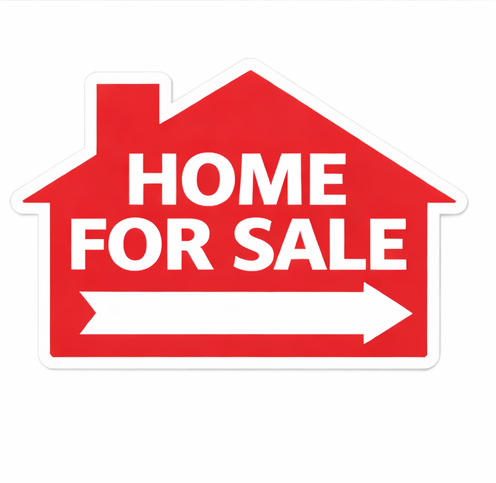 18x24" Red House - Home For Sale w/ Blank Arrow