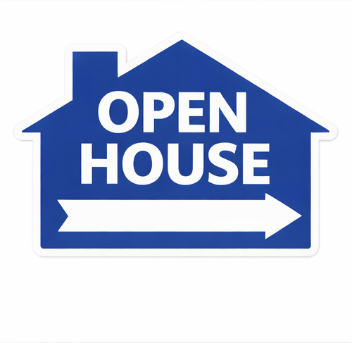 18x24" Blue House - Open House w/ Blank Arrow
