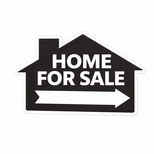 18x24" Black/White House - Home For Sale w/ Blank Arrow