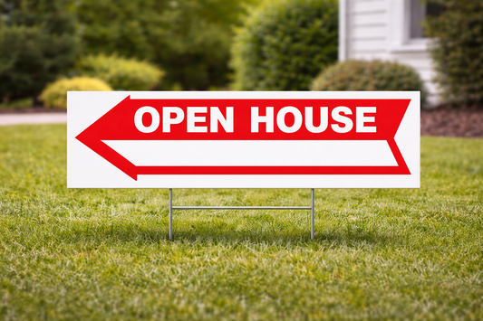 8x24" M - Rider - Red - Open House Arrow w/ Blank