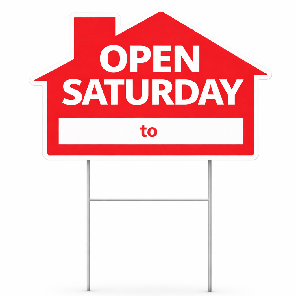 18x24" Red House - Open Saturday w/ Blank _ to _