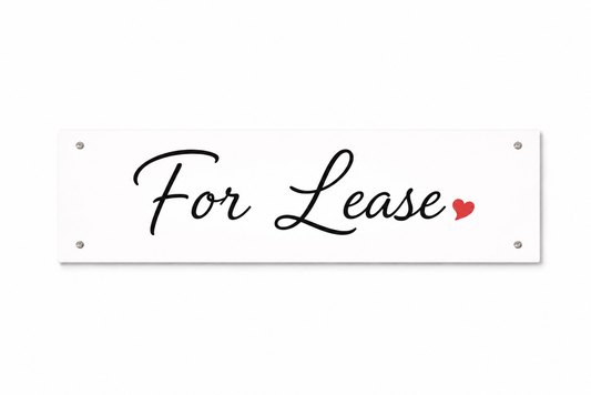6x24" Non-Corrugated Rider - Script Heart - For Lease