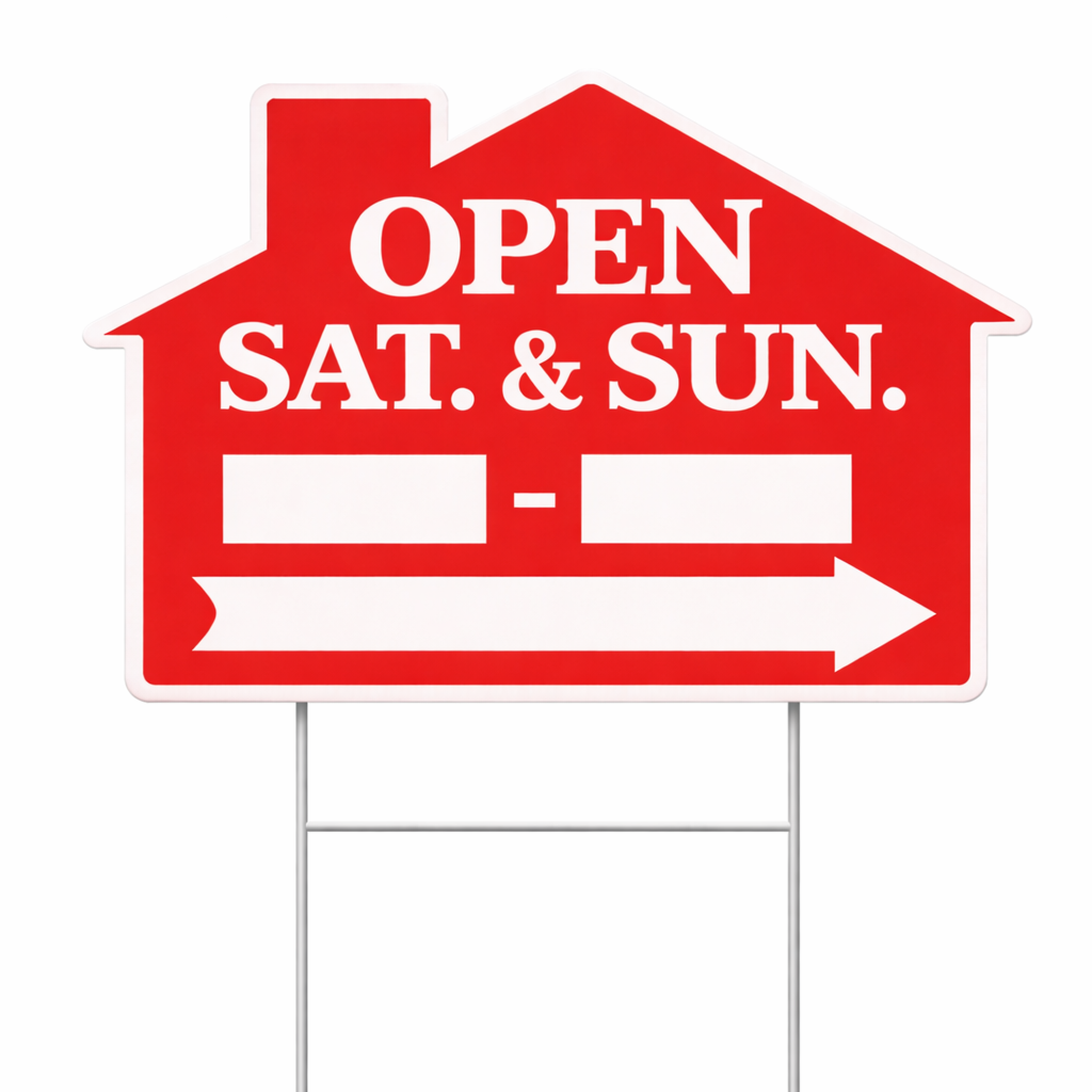 18x24" Red House - Open Sat & Sun _ to _ w/ Blank Arrow