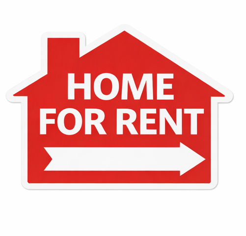 18x24" Red House  - Home For Rent w/ Blank Arrow