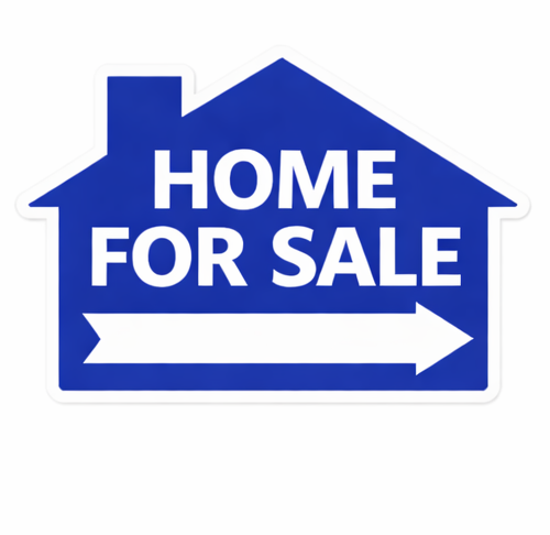 18x24" Blue House - Home For Sale w/ Blank Arrow