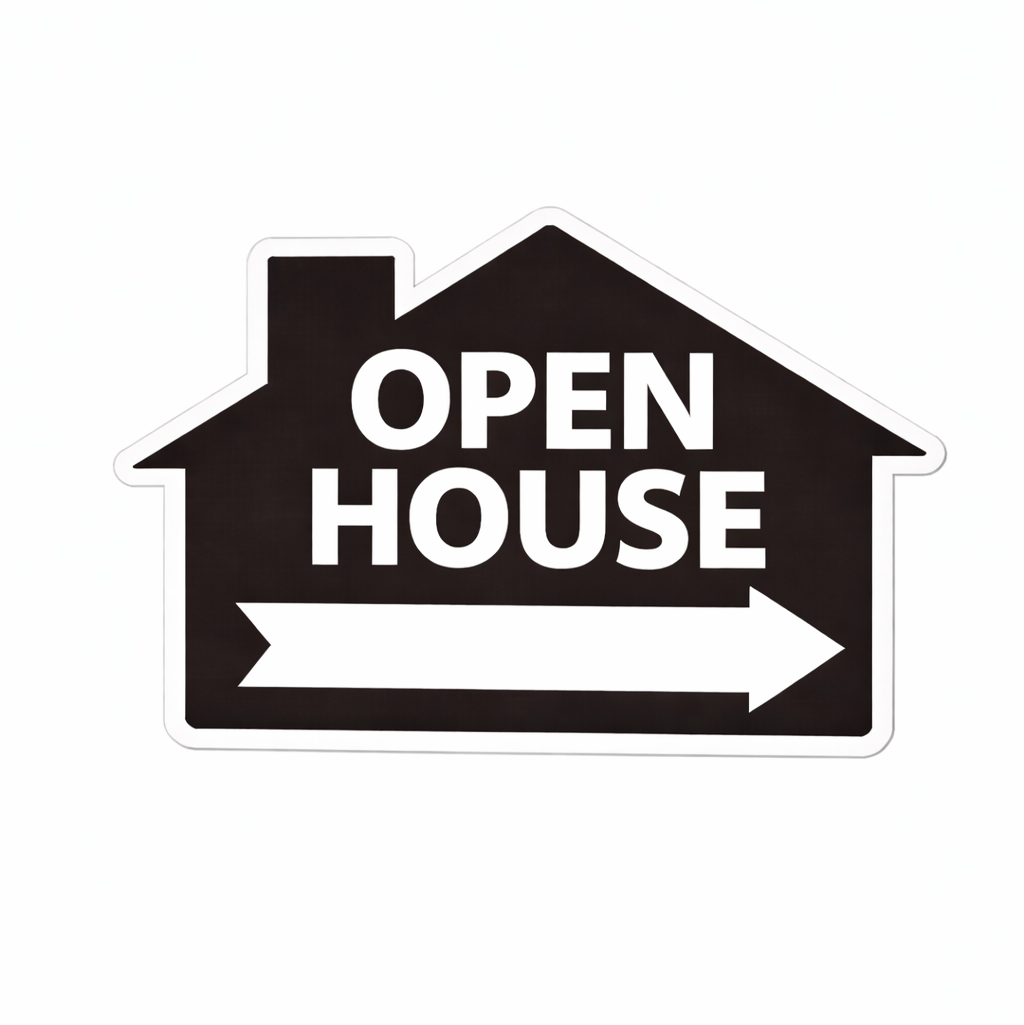 18x24" Black/White House - Open House w/ Blank Arrow
