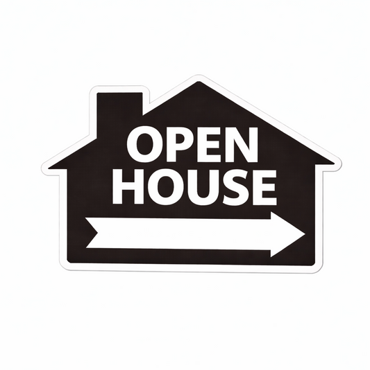 18x24" Black/White House - Open House w/ Blank Arrow